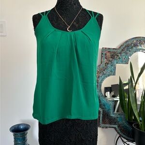 Express - Green Chiffon Front - Cotton back blouse - Size 6 (Small)